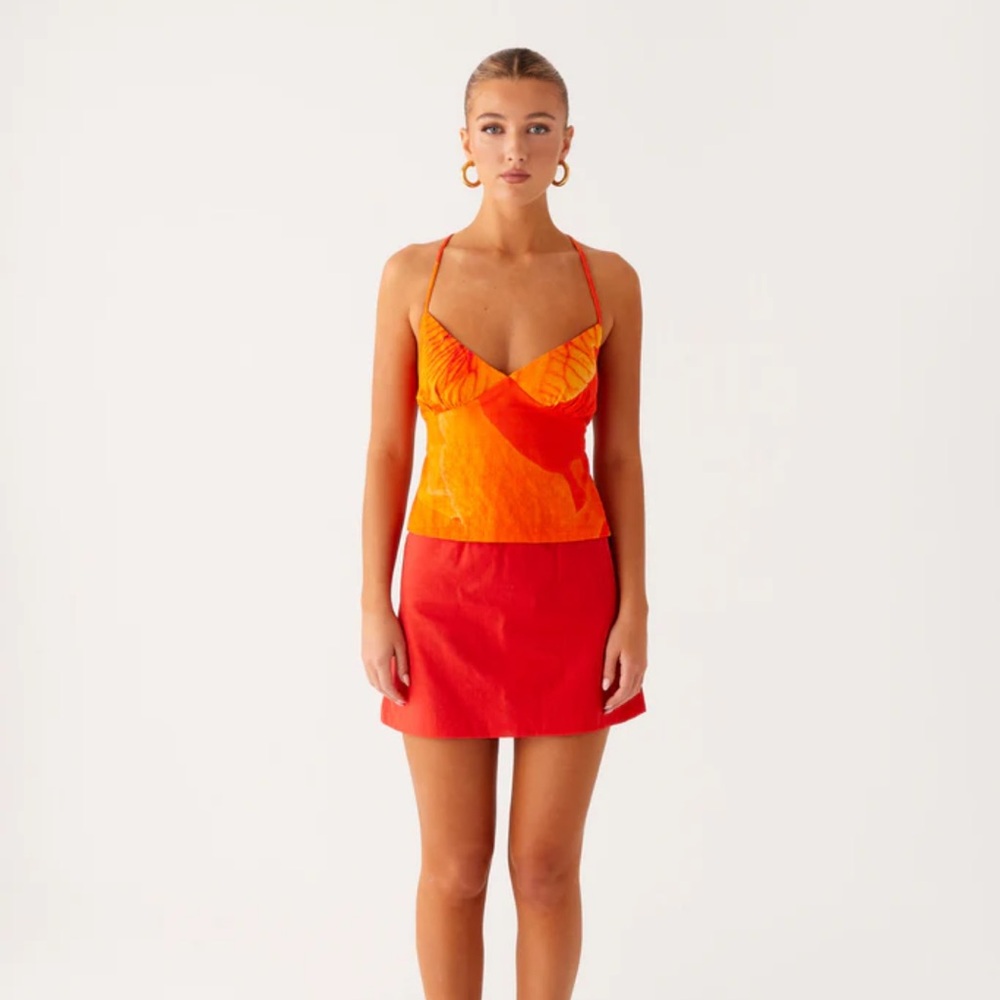 Peppermayo Orange and Red Cowl Neck Cami Top
